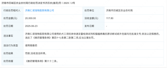 亿盛资产 瑞派旗下多家宠物医院使用假劣兽药被处罚，涉及济南、天津等